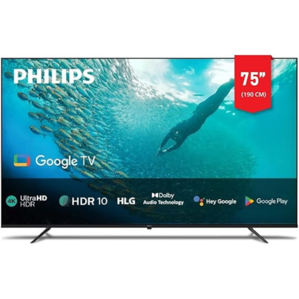 PHILIPS 75 INCH (190 CM) 4K UHD GOOGLE TV WITH DOLBY AUDIO & ADVANCED IMAGE PROCESSING, 2024 MODEL WITH 1 YEAR INTERNATIONAL WARRANTY