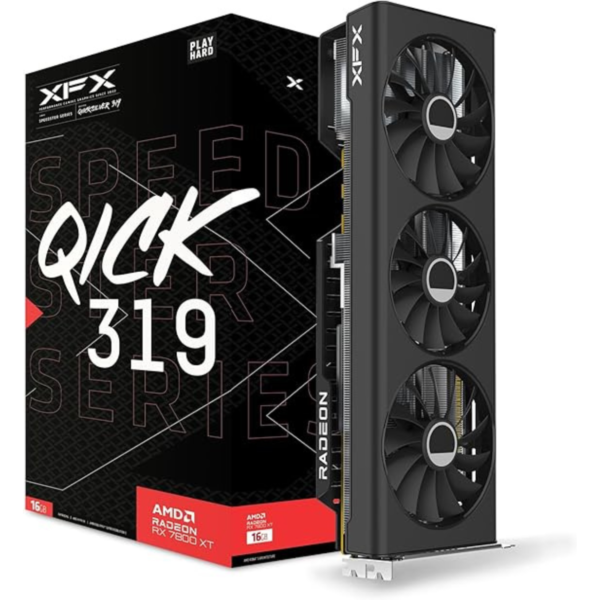 XFX Speedster QICK319 Radeon RX 7800 XT Core Gaming Graphics Card with 16GB GDDR6 HDMI 3xDP, AMD RDNA™ 3 (RX-78TQICKF9)