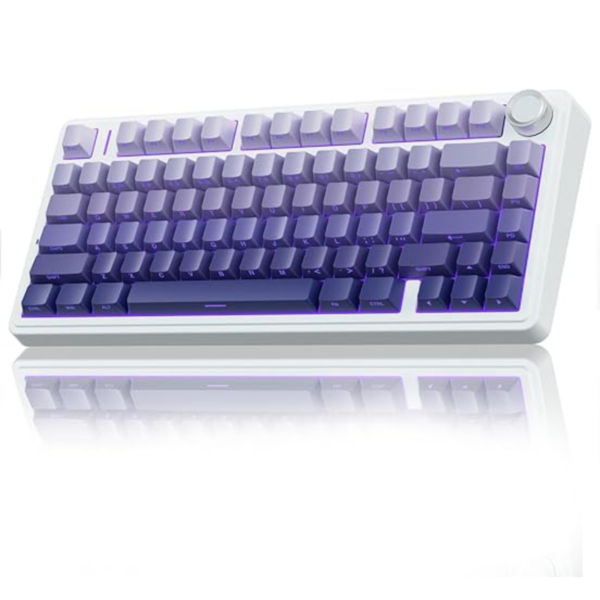 AULA F75 Pro Mechanical Keyboard Gaming, 2.4 GHz/Type-C/BT5.0 Wireless Gaming Keyboard, Side Engraved, Structure of Seal, Hot-Swap Wireless Keyboard, QWERTY (Purple with Colour Gradient)