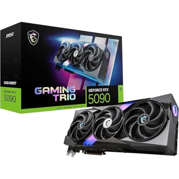 MSI Gaming RTX 5090 32G Gaming Trio OC Graphics Card (32GB GDDR7, 512-bit, Extreme Clock TBD MHz, DisplayPort x3 2.1a, HDMI 2.1b, NVIDIA Blackwell Architecture)