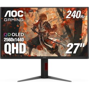 AOC Q27G4ZD 27" QD OLED Gaming Monitor, QHD 2560 x 1440, 240Hz 0.03ms, HDMI 2.0 x2, Display Port x2, G-Sync Compatible, Console Gaming Ready, 3-Year Zero-Bright-Dot