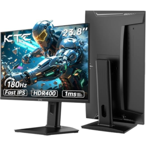 KTC 24 inch 1440p Gaming Monitor, QHD 180Hz Monitor with 185Hz Overlocked, 1ms, Fast IPS, G-Sync & FreeSync, HDR400, Height Adjustable, Low Blue Light, Flicker-Free, 2 x HDMI, 1 x DP H24T7