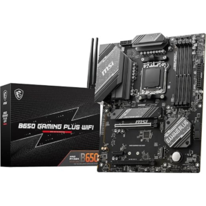 MSI B650 GAMING PLUS WIFI AM5 ATX Motherboard, AMD B650 Chipset, 4x DDR5 / 192GB Max Capacity, 2x PCI-E x16, 2x M.2, Wi-Fi 6E / 2.5G LAN, BT 5.3, USB 3.2 C/A, HDMI/DP - Black