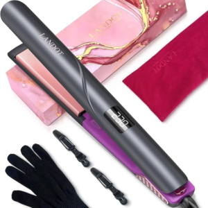 LANDOT Flat Iron Hair Straightener 1-inch: Straightener and Curler 2 in 1